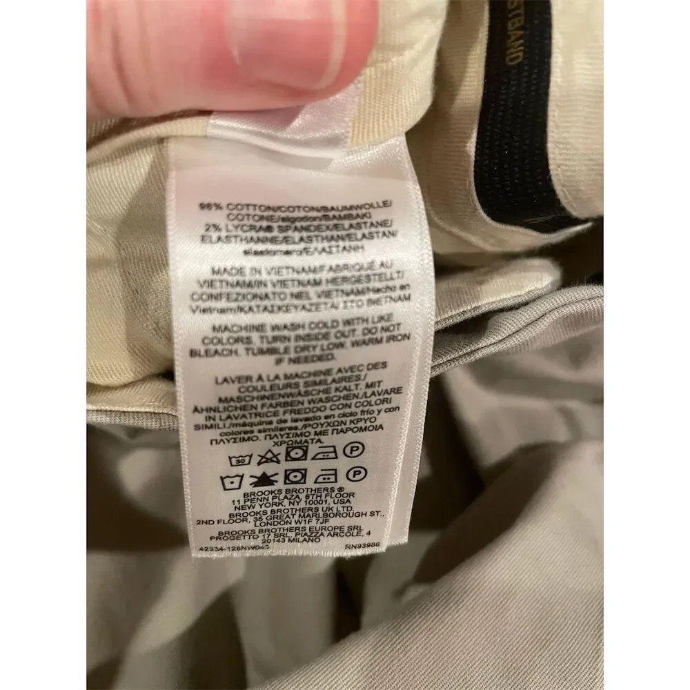 Brooks Brothers Men's Beige Chino Pants Size 33x30 Stretch Straight Leg - Picture 13 of 14